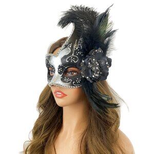 Women Costume Venetian mask Feather Masquerade Party Masks